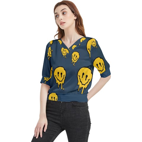 Aesthetic, Blue, Mr, Patterns, Yellow, Tumblr, Hello, Dark Quarter Sleeve Blouse by nateshop