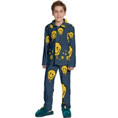 Aesthetic, Blue, Mr, Patterns, Yellow, Tumblr, Hello, Dark Kids  Long Sleeve Velvet Pajamas Set by nateshop