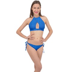 Blue Abstract, Background Pattern, Texture Cross Front Halter Bikini Set