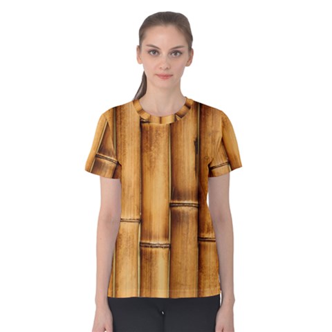 Brown Bamboo Texture  Women s Cotton T-shirt by nateshop