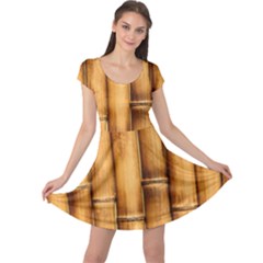 Brown Bamboo Texture  Cap Sleeve Dress by nateshop