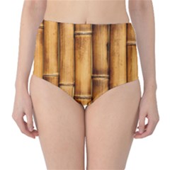 Brown Bamboo Texture  Classic High-waist Bikini Bottoms by nateshop