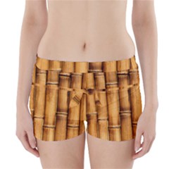 Brown Bamboo Texture  Boyleg Bikini Wrap Bottoms by nateshop