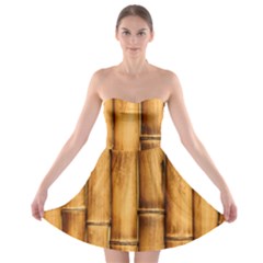 Brown Bamboo Texture  Strapless Bra Top Dress by nateshop