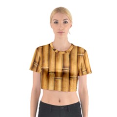 Brown Bamboo Texture  Cotton Crop Top by nateshop