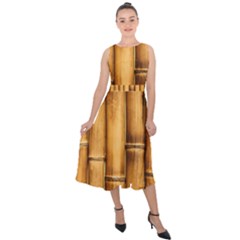 Brown Bamboo Texture  Midi Tie-back Chiffon Dress by nateshop