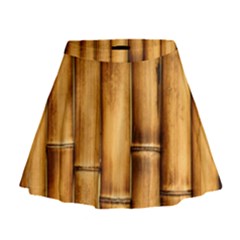 Brown Bamboo Texture  Mini Flare Skirt by nateshop