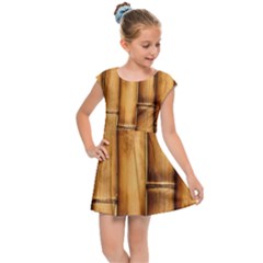 Brown Bamboo Texture  Kids  Cap Sleeve Dress by nateshop