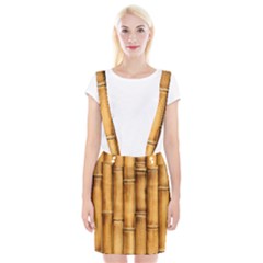 Brown Bamboo Texture  Braces Suspender Skirt by nateshop