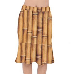 Brown Bamboo Texture  Short Mermaid Skirt by nateshop