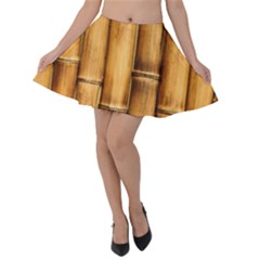 Brown Bamboo Texture  Velvet Skater Skirt by nateshop