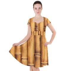 Brown Bamboo Texture  Cap Sleeve Midi Dress by nateshop