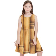 Brown Bamboo Texture  Kids  Skater Dress by nateshop