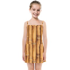 Brown Bamboo Texture  Kids  Summer Sun Dress by nateshop