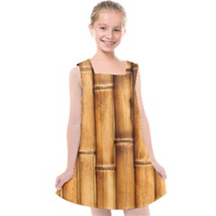 Brown Bamboo Texture  Kids  Cross Back Dress by nateshop