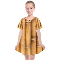 Brown Bamboo Texture  Kids  Smock Dress by nateshop