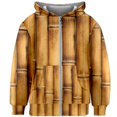 Brown Bamboo Texture  Kids  Zipper Hoodie Without Drawstring