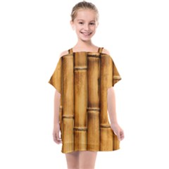 Brown Bamboo Texture  Kids  One Piece Chiffon Dress by nateshop