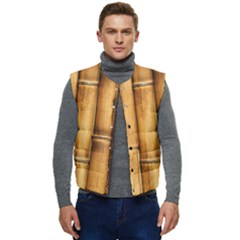 Brown Bamboo Texture  Men s Button Up Puffer Vest	