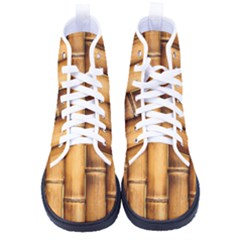 Brown Bamboo Texture  Kid s High-top Canvas Sneakers by nateshop