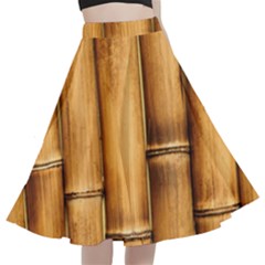 Brown Bamboo Texture  A-line Full Circle Midi Skirt With Pocket by nateshop