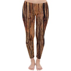 Brown Wooden Texture Classic Winter Leggings by nateshop