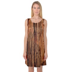 Brown Wooden Texture Sleeveless Satin Nightdress by nateshop