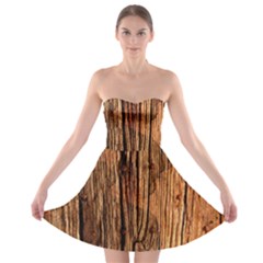 Brown Wooden Texture Strapless Bra Top Dress by nateshop