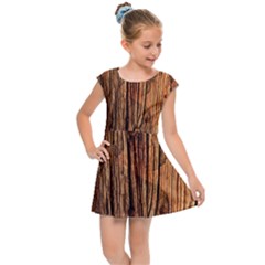 Brown Wooden Texture Kids  Cap Sleeve Dress by nateshop