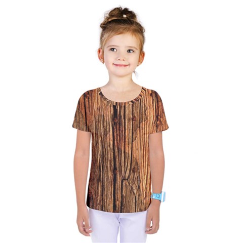 Brown Wooden Texture Kids  One Piece T-shirt by nateshop