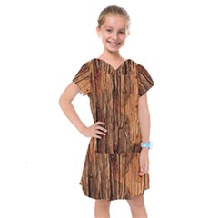 Brown Wooden Texture Kids  Drop Waist Dress by nateshop