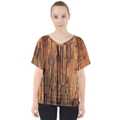 Brown Wooden Texture V-neck Dolman Drape Top by nateshop