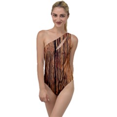 Brown Wooden Texture To One Side Swimsuit by nateshop