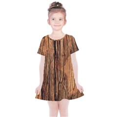 Brown Wooden Texture Kids  Simple Cotton Dress by nateshop