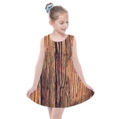 Brown Wooden Texture Kids  Summer Dress