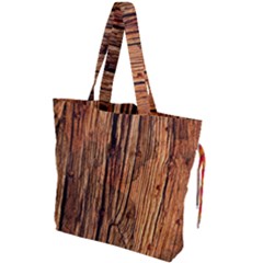 Brown Wooden Texture Drawstring Tote Bag by nateshop