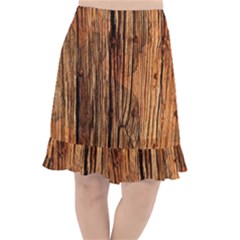 Brown Wooden Texture Fishtail Chiffon Skirt by nateshop