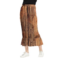 Brown Wooden Texture Maxi Fishtail Chiffon Skirt by nateshop