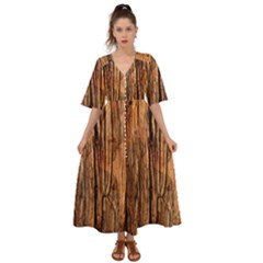 Brown Wooden Texture Kimono Sleeve Boho Dress by nateshop