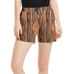 Brown Wooden Texture Women s Runner Shorts by nateshop