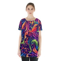 Colorful Floral Patterns, Abstract Floral Background Skirt Hem Sports Top by nateshop