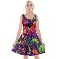 Colorful Floral Patterns, Abstract Floral Background Reversible Velvet Sleeveless Dress by nateshop