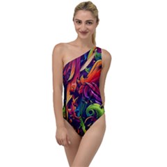 Colorful Floral Patterns, Abstract Floral Background To One Side Swimsuit by nateshop