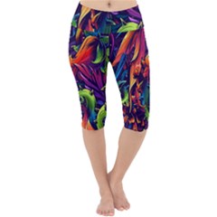 Colorful Floral Patterns, Abstract Floral Background Lightweight Velour Cropped Yoga Leggings by nateshop