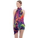 Colorful Floral Patterns, Abstract Floral Background Halter Asymmetric Satin Top View1