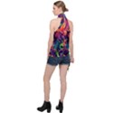 Colorful Floral Patterns, Abstract Floral Background Halter Asymmetric Satin Top View2