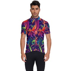 Colorful Floral Patterns, Abstract Floral Background Men s Short Sleeve Cycling Jersey by nateshop