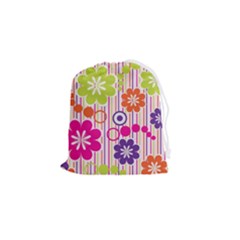 Colorful Flowers Pattern Floral Patterns Drawstring Pouch (small) by nateshop