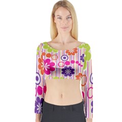 Colorful Flowers Pattern Floral Patterns Long Sleeve Crop Top by nateshop