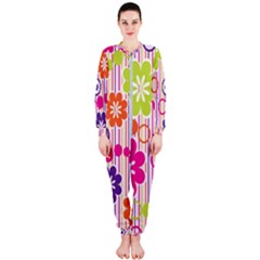 Colorful Flowers Pattern Floral Patterns Onepiece Jumpsuit (ladies) by nateshop